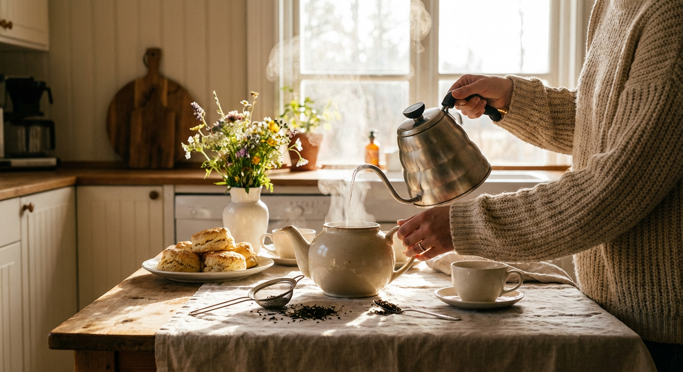 紅茶を淹れているシーンのイメージ写真