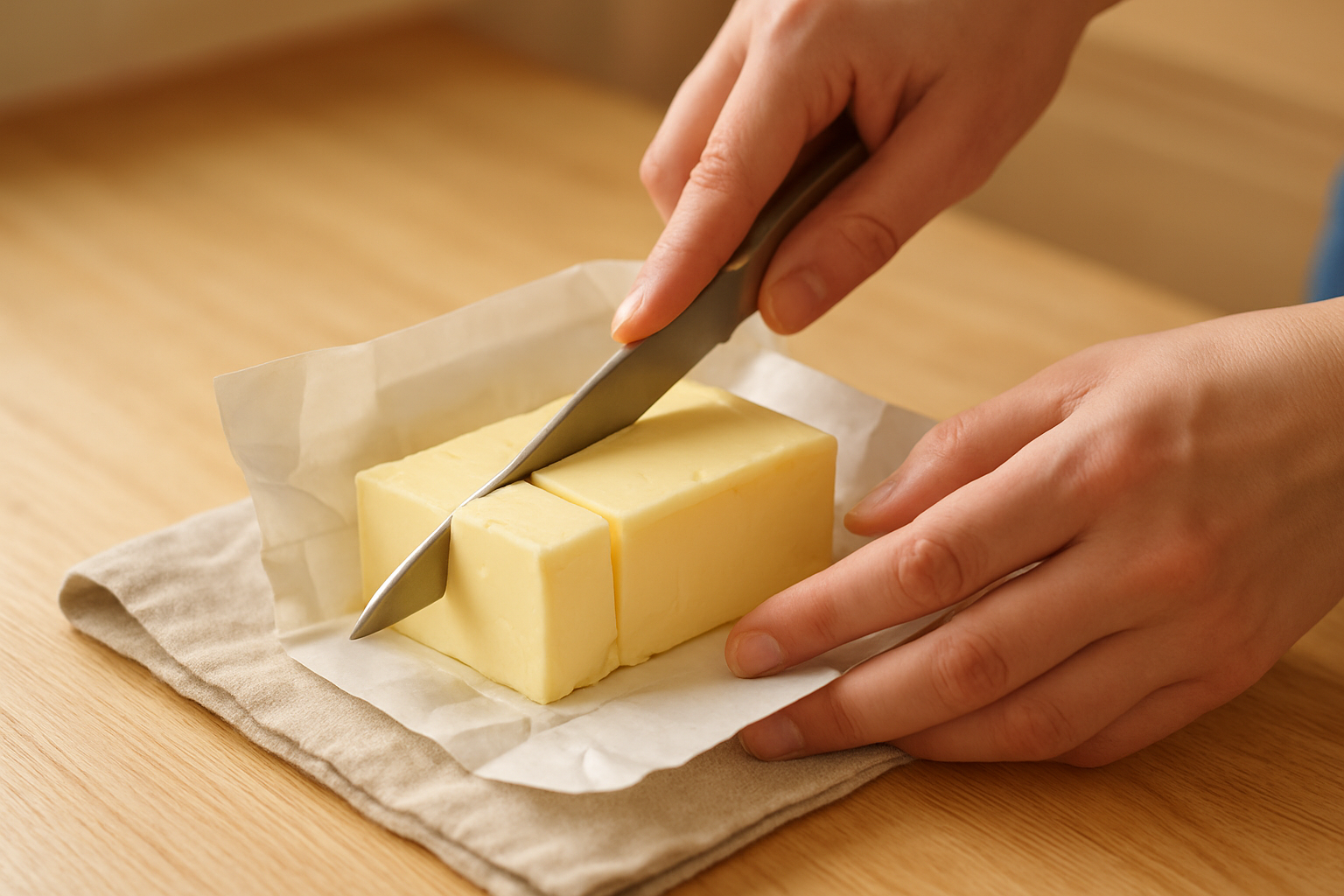 箱バターをカットする手順のイメージ