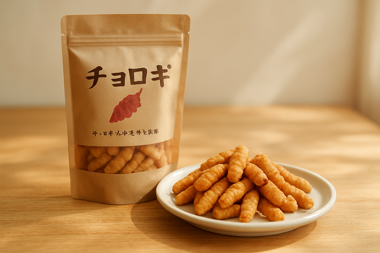 チョロギお菓子のパッケージと中身のイメージ