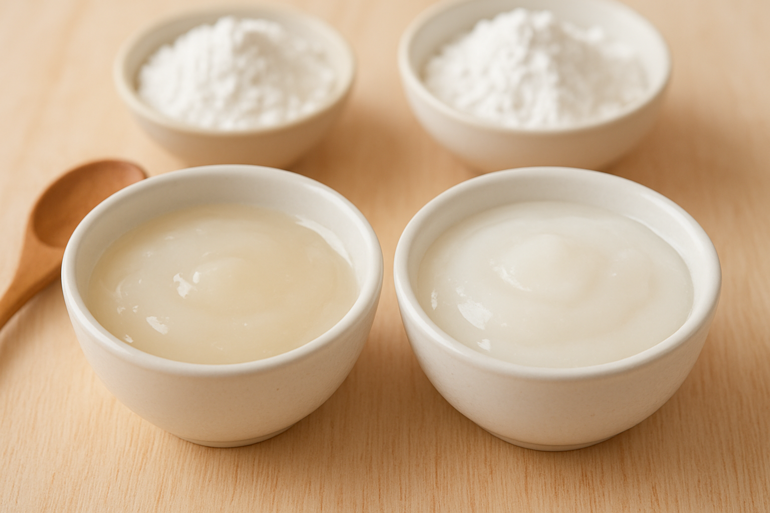 コーンスターチと片栗粉で作ったとろみの見た目比較イメージ