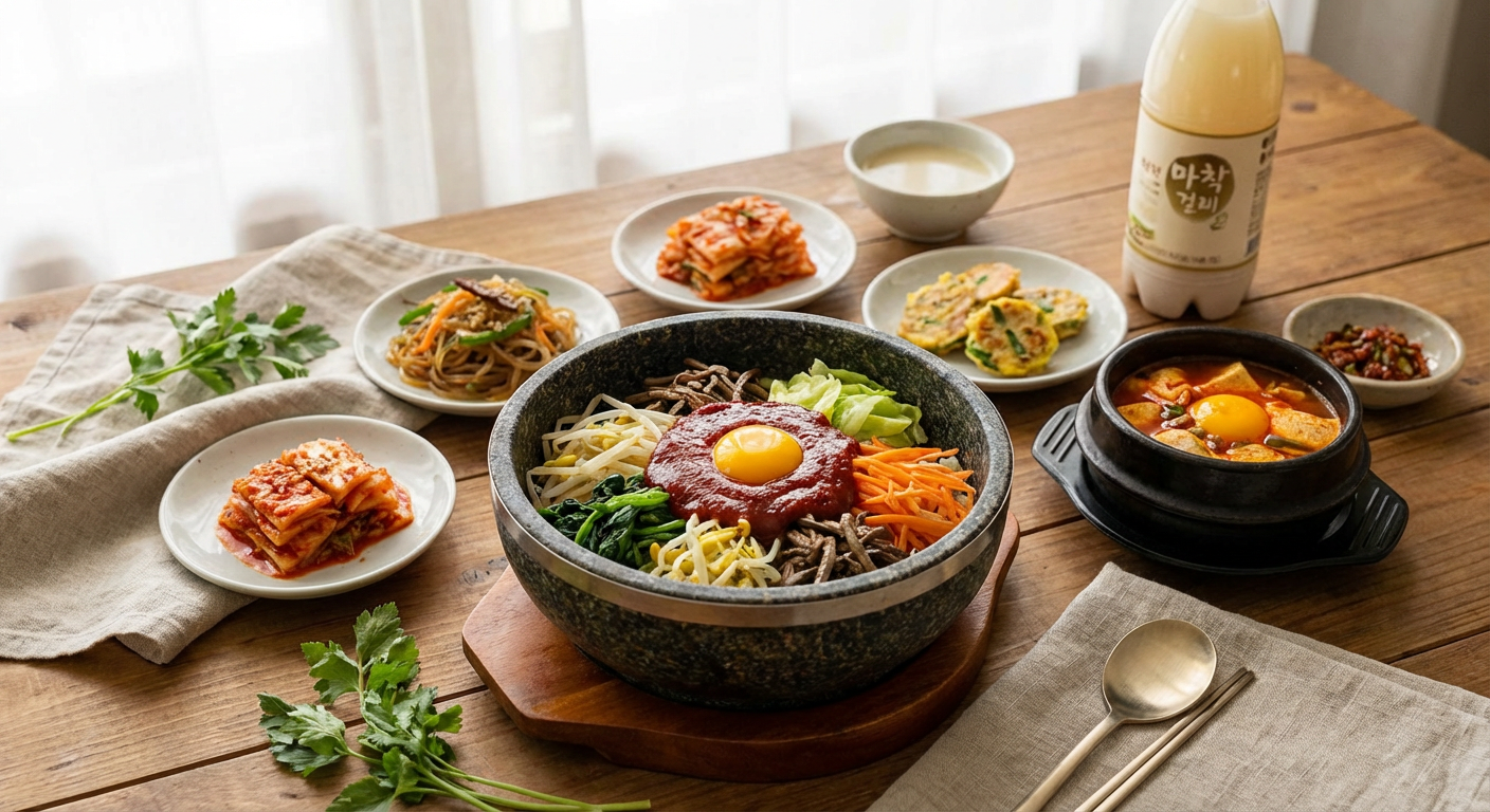 コチュジャンを使ったビビンバや韓国料理のイメージ写真