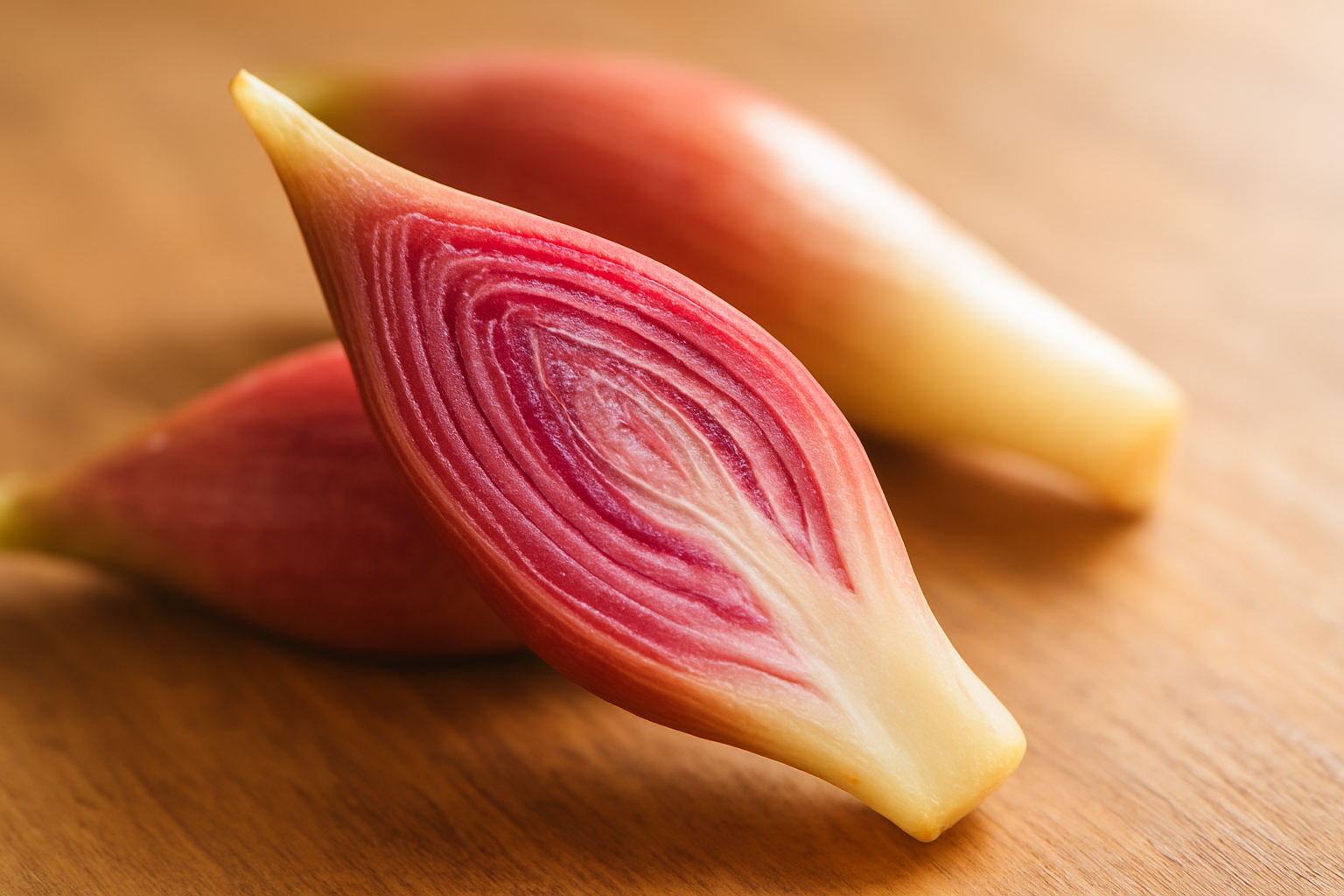 ミョウガの赤紫色の断面アップ