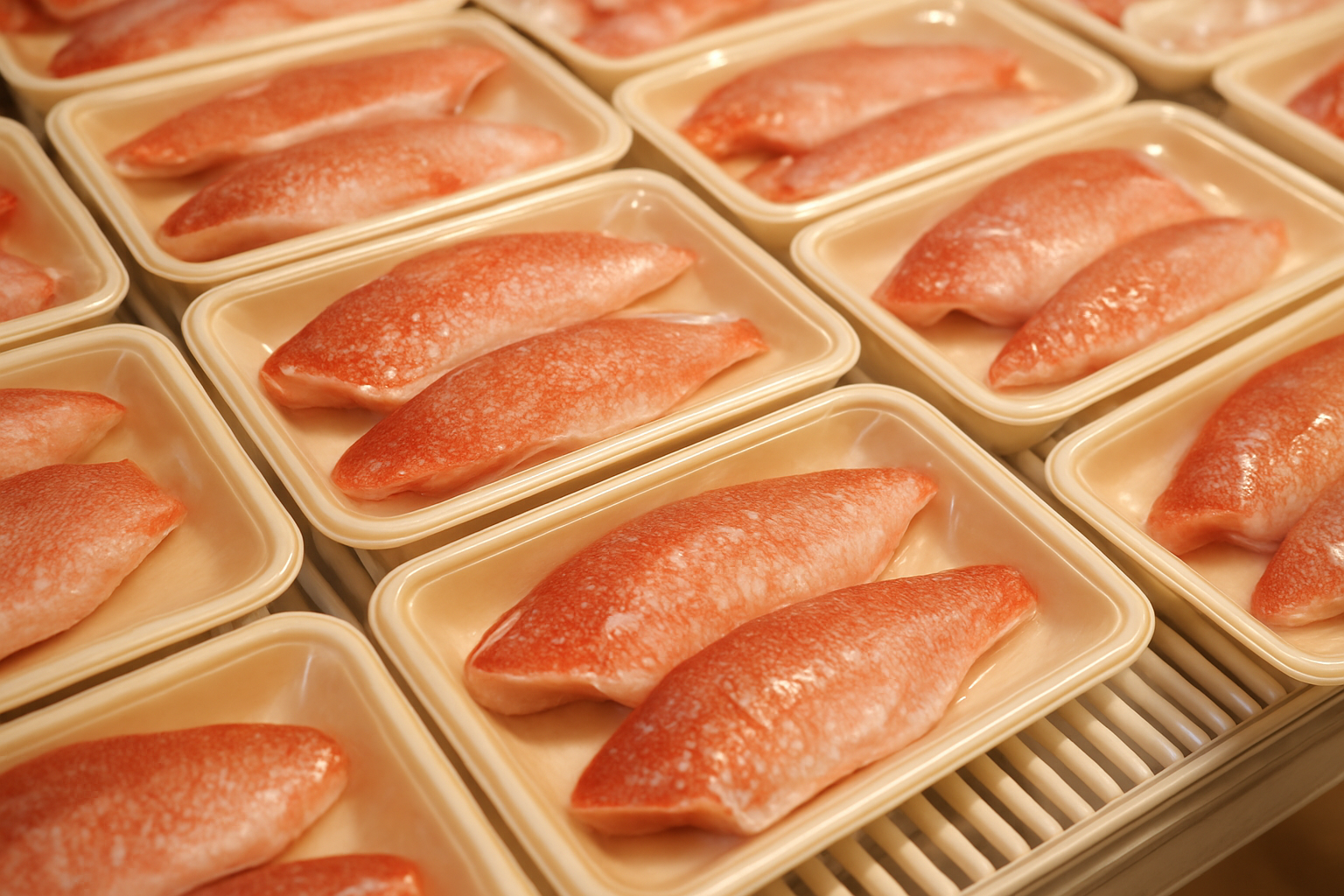 スーパーに並ぶ赤魚の切り身パックのイメージ